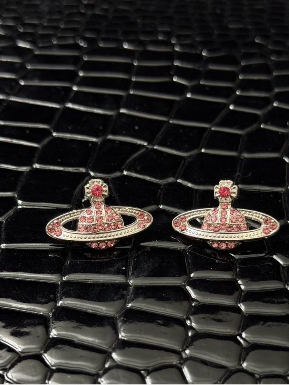 Pink Crystal Orbital Stud Earrings - Women Jewelry